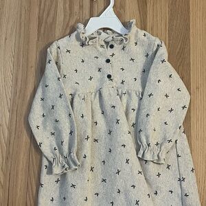 Zara Cream and Black Patterned Dress